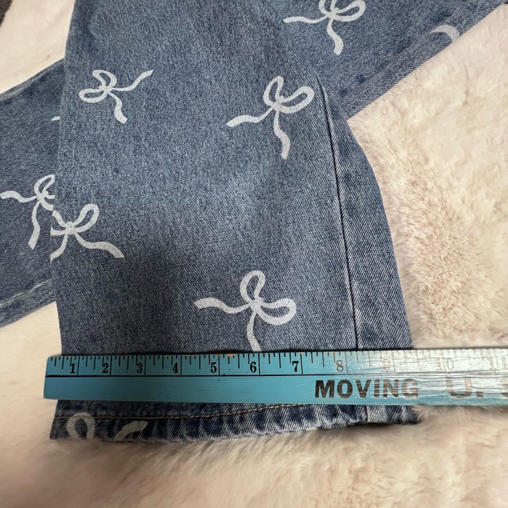 GOGO Blue Straight Leg Pants with White Bow Print - Picture 7 of 10